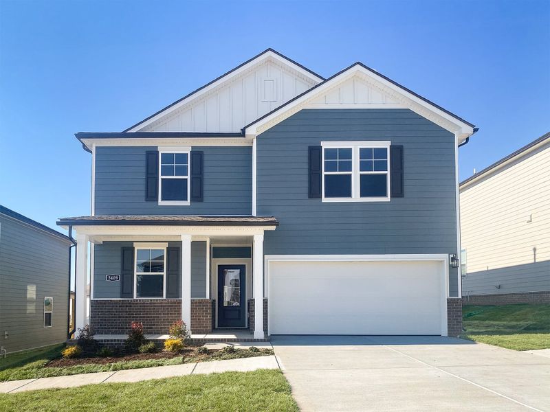 Front exterior of a new home in Barton Hills, Spring Hill, TN, highlighting curb appeal (Image 1). Front exterior of a new home in Barton Hills, Spring Hill, TN, highlighting curb appeal (Image 1).