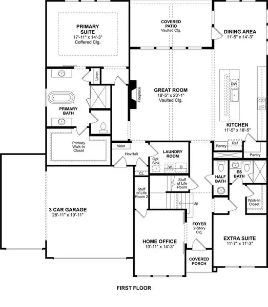 2D floor plan layout of this home in Kreymer at the Park, Wylie, TX (Image 2).