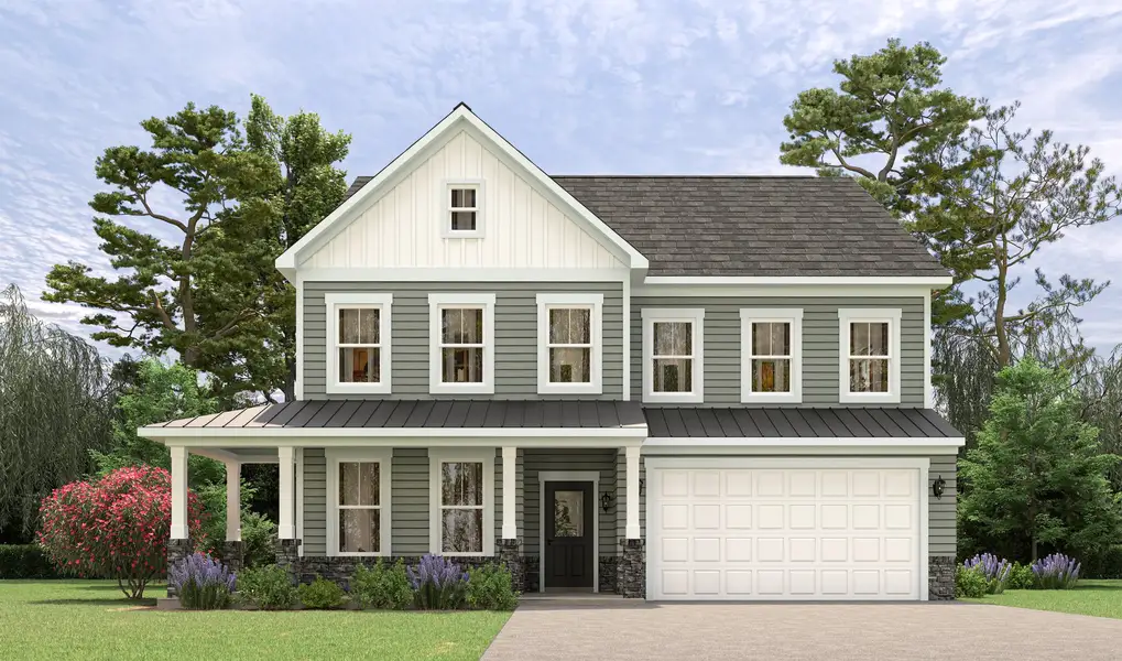 Representative exterior photo of a completed home built from the Jordan by Caruso Homes in Blue Run, Raleigh, NC (Image 22). Representative exterior photo of a completed home built from the Jordan by Caruso Homes in Blue Run, Raleigh, NC (Image 22).