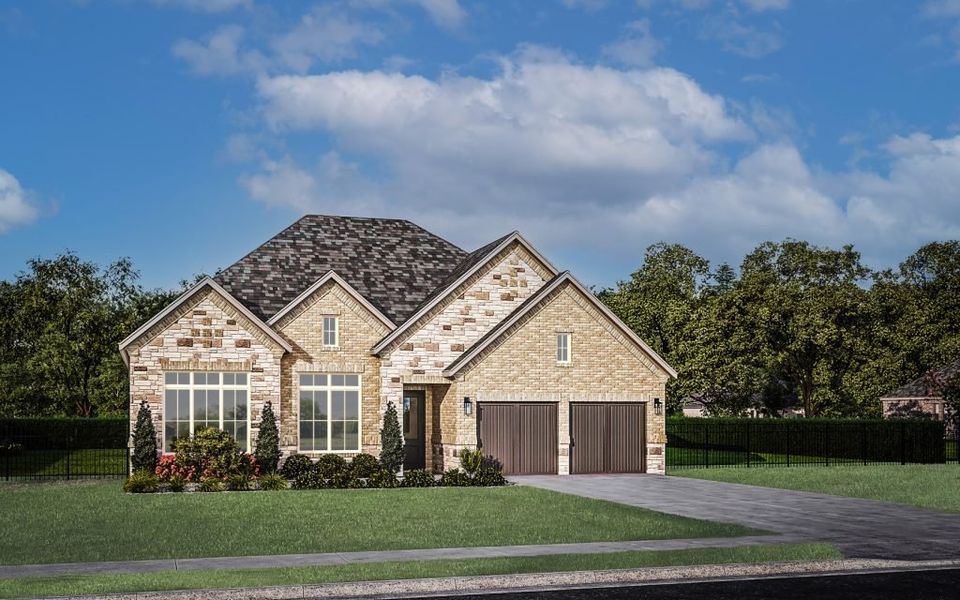 Representative exterior photo of a completed home built from the Tahoe by Stonefield Homes in Rio Vista at Kelly Ranch, Aledo, TX (Image 29). Representative exterior photo of a completed home built from the Tahoe by Stonefield Homes in Rio Vista at Kelly Ranch, Aledo, TX (Image 29).
