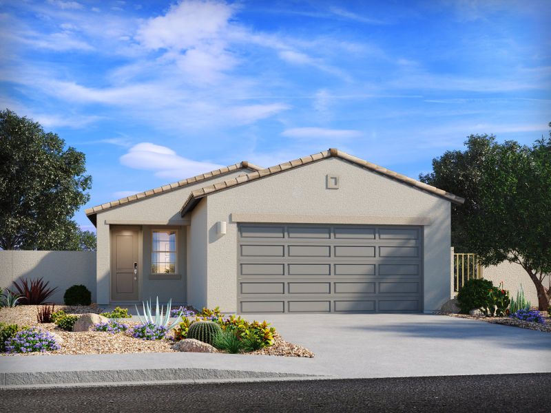 Front exterior of a home in the Las Patrias at Star Valley Phase III - Signature Series community, located in Tucson, AZ (Image 12).