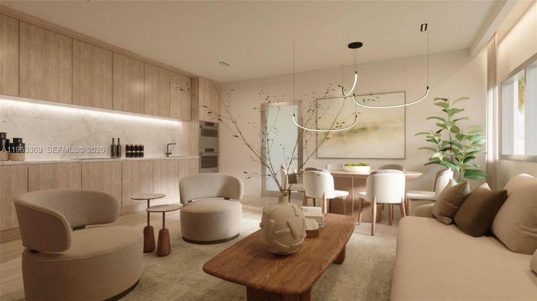 Furnished interior view inside a new home in , Miami Beach (Image 8).