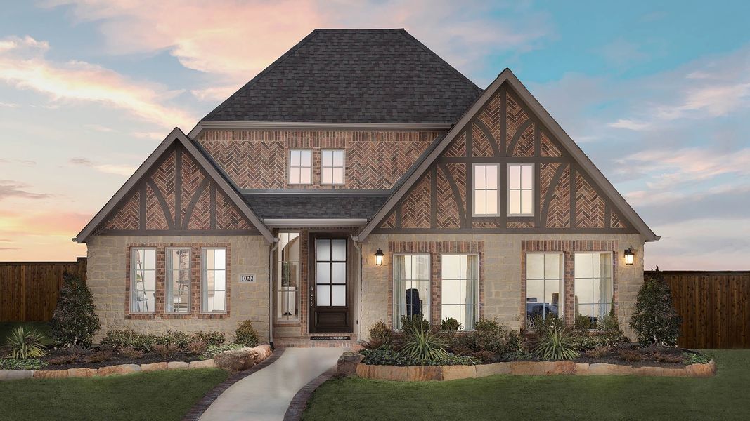 Front exterior of a new home in Candela, Richmond, TX, highlighting curb appeal (Image 25).