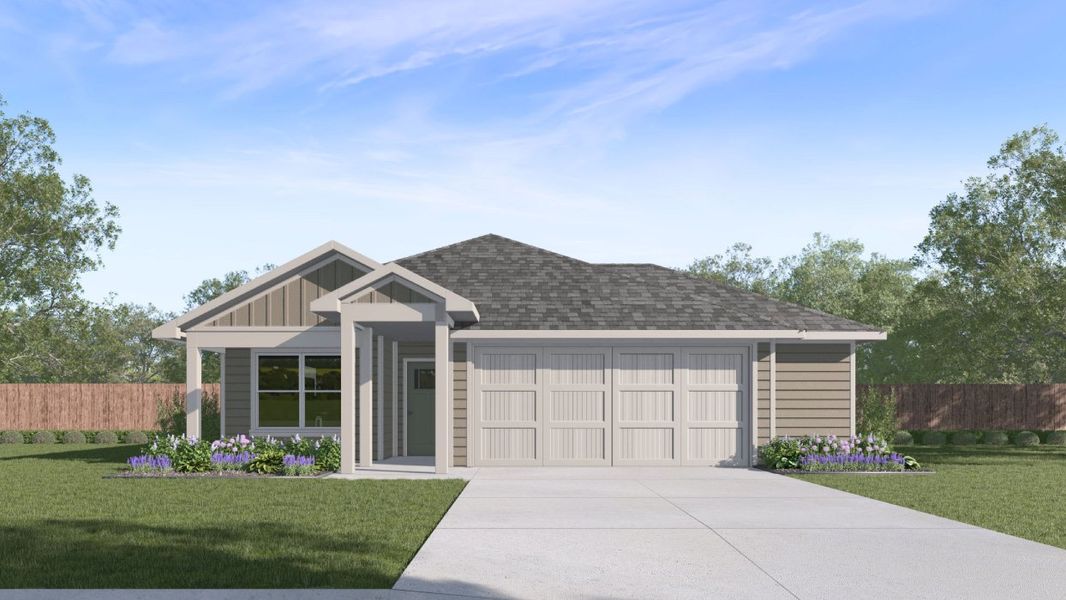 Representative exterior photo of a completed home built from the The Abbot by D.R. Horton in Paramount, Kyle, TX (Image 2). Representative exterior photo of a completed home built from the The Abbot by D.R. Horton in Paramount, Kyle, TX (Image 2).