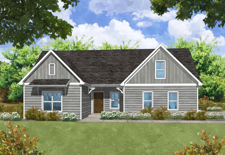 Front exterior of a new home in Central Estates, Summerville, SC, highlighting curb appeal (Image 22).
