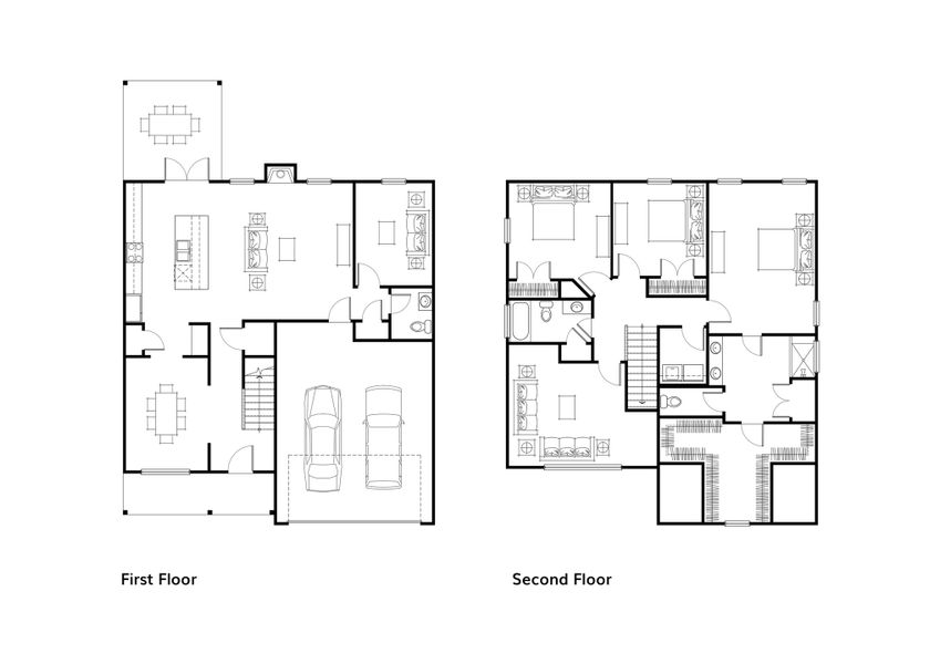 2D floor plan layout for the Burton by Hunter Quinn Homes in Walker's Pointe, Anderson, SC (Image 3).