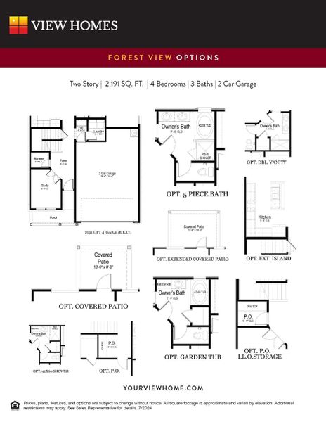 2D floor plan layout for the Forest View by View Homes in August Fields, New Braunfels, TX (Image 4).