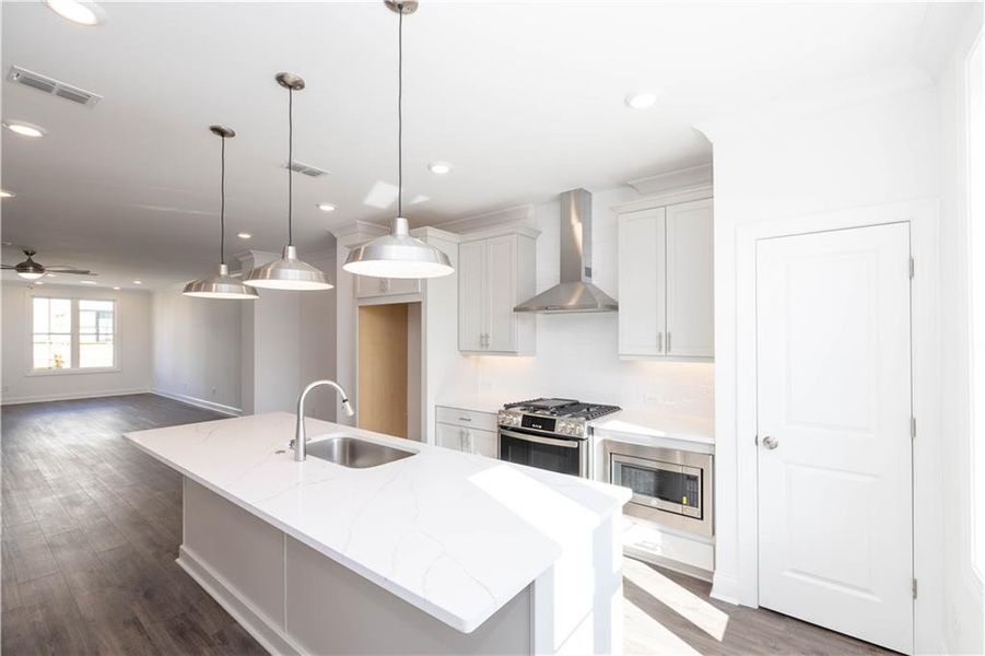 Furnished interior view inside a new home in Millcroft Townhomes, Buford (Image 3). Furnished interior view inside a new home in Millcroft Townhomes, Buford (Image 3).