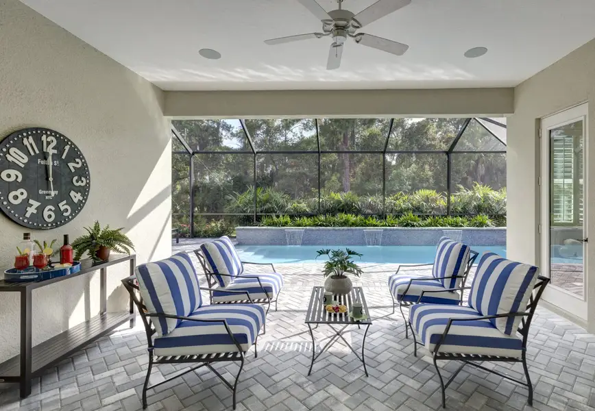 Exterior details and patio area of a home in Boca Royale Golf & Country Club at Wellen Park, Englewood (Image 4).