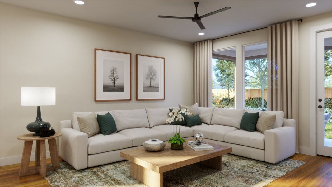 Furnished interior view inside a new home in Lariat, Liberty Hill (Image 6). Furnished interior view inside a new home in Lariat, Liberty Hill (Image 6).