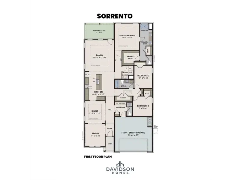 2D floor plan layout for the The Sorrento E by Davidson Homes LLC in Sundance Cove, Crosby, TX (Image 3).