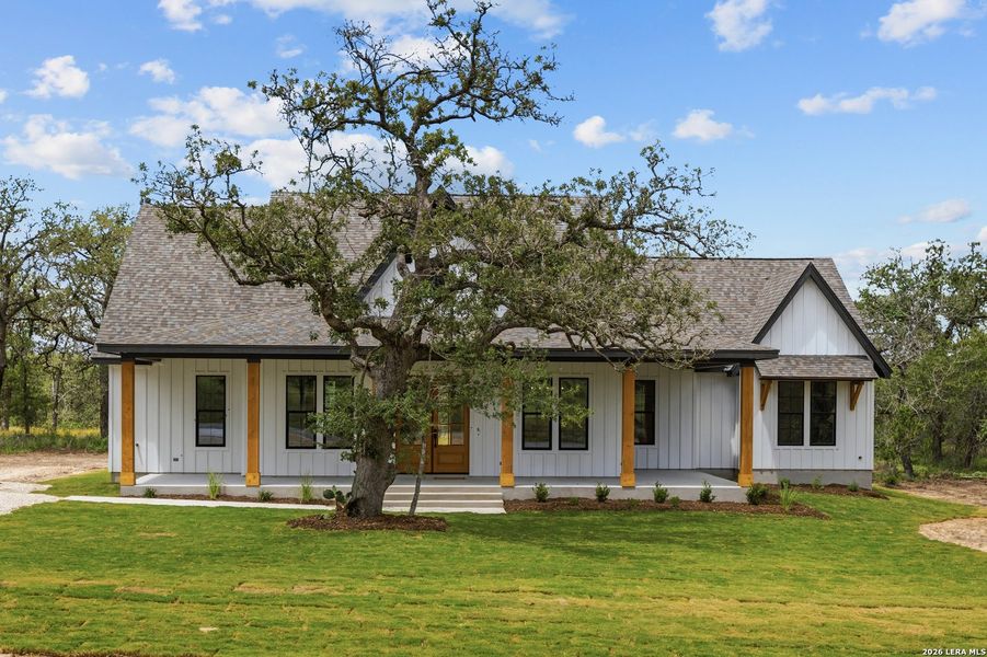 Front exterior of a new home in , La Vernia, TX, highlighting curb appeal (Image 2). Front exterior of a new home in , La Vernia, TX, highlighting curb appeal (Image 2).