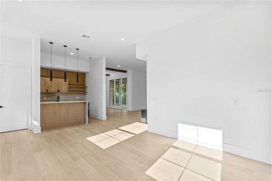 Living room/ Game room with wet Bar