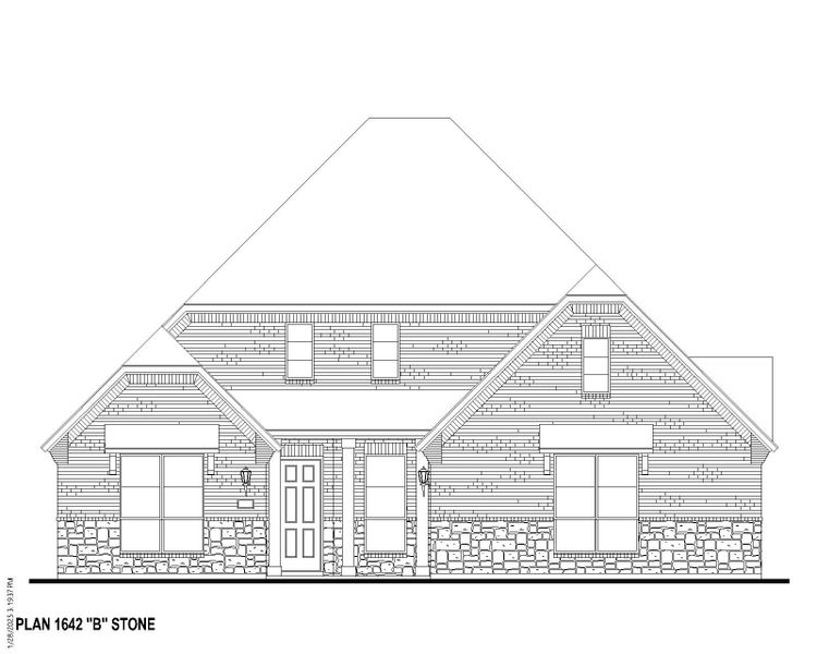 Plan 1642 Elevation B w Stone