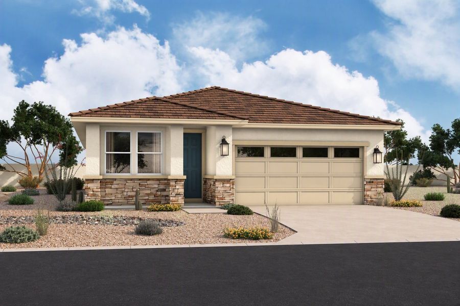 Representative exterior photo of a completed home built from the Centennial by Beazer Homes in Montana Vista - Highland, Buckeye, AZ (Image 11).
