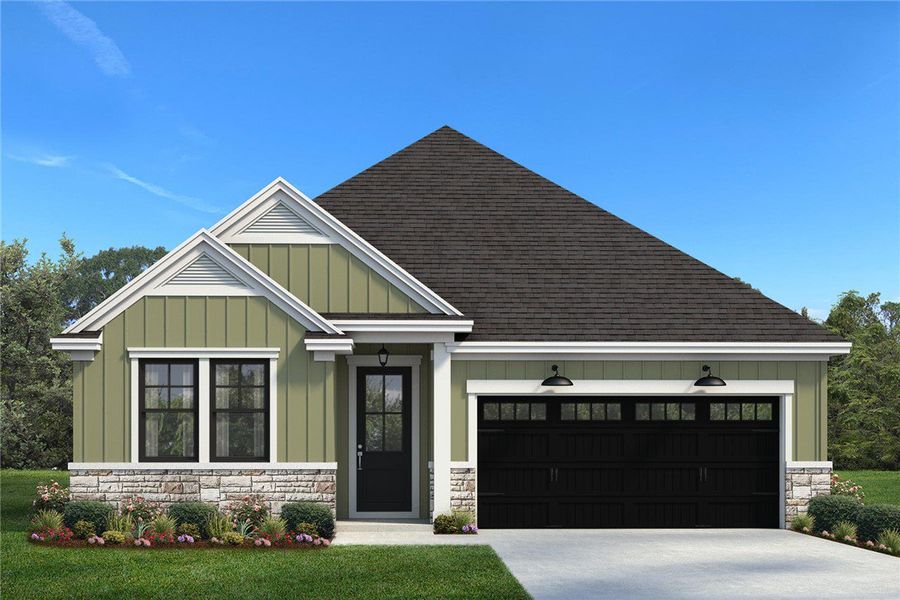 Front exterior of a new home in The Meadows at Midway, Anderson, SC, highlighting curb appeal (Image 1).