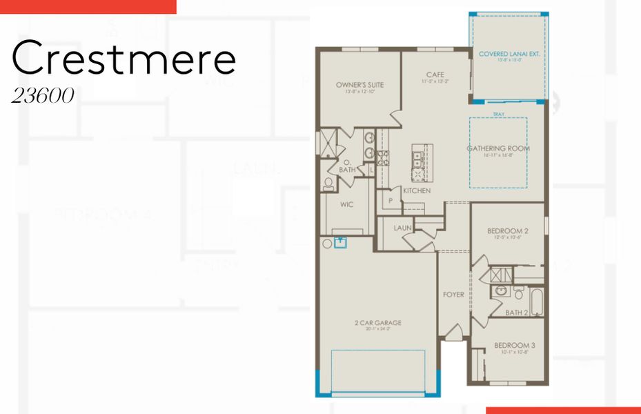 2D floor plan layout of this home in The Strand at Cedar Grove, North Port, FL (Image 3).