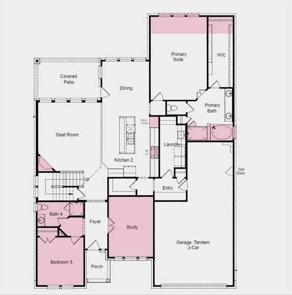 Structural options include: first floor guest suite, gourmet kitchen 2, study, extended owner's suite, drop-in tub at owner's bath,  Shower at bath 4, and media room.