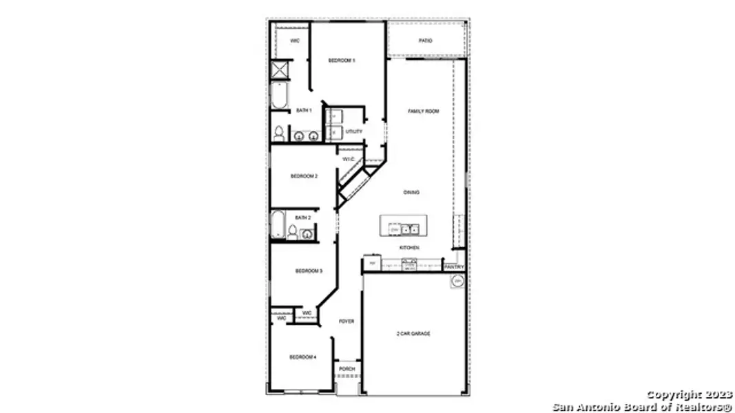 2D floor plan layout of this home in Steele Creek, Cibolo, TX (Image 3).