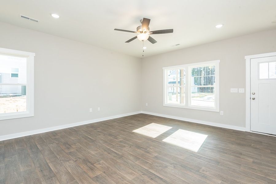 Representative unfurnished interior of a home built from the Dogwood by Foundation Home Builders LLC in Ambergate II, Rocky Mount (Image 10). Representative unfurnished interior of a home built from the Dogwood by Foundation Home Builders LLC in Ambergate II, Rocky Mount (Image 10).