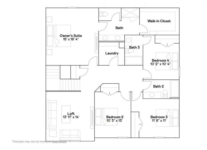 2D floor plan layout of this home in Shadow Creek, Jackson, GA (Image 3).