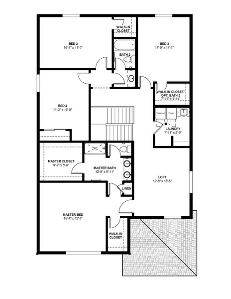 2D floor plan layout for the Oakley by Hartford Homes in Trailside Story Collection - Single Family Homes, Timnath, CO (Image 5).