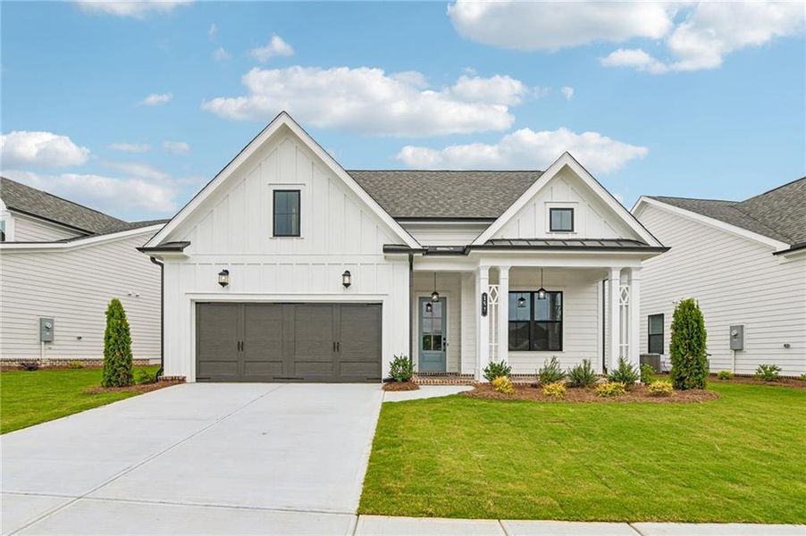 Front exterior of a new home in Aberdeen, Hoschton, GA, highlighting curb appeal (Image 1). Front exterior of a new home in Aberdeen, Hoschton, GA, highlighting curb appeal (Image 1).