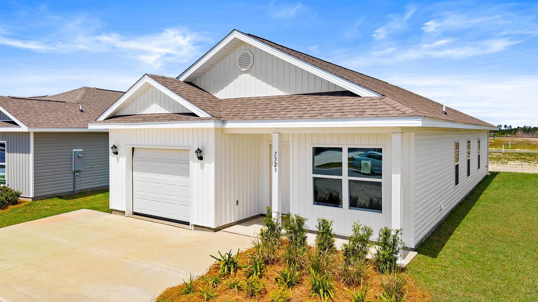 Front exterior of a new home in Liberty, Panama City, FL, highlighting curb appeal (Image 15).