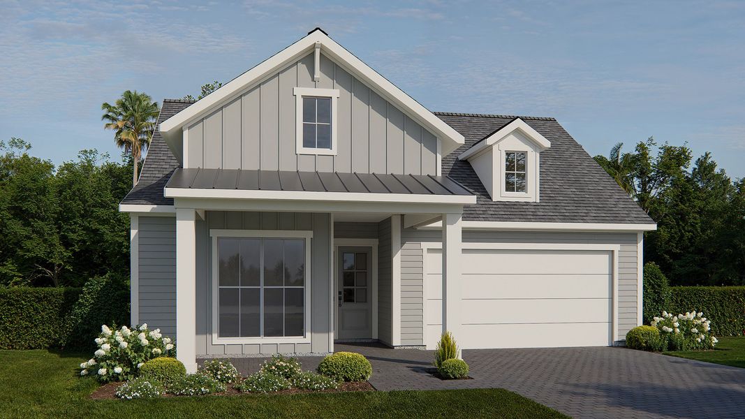 Representative exterior photo of a completed home built from the 2517MC by MasterCraft Builder Group in Madeira, St. Augustine, FL (Image 3). Representative exterior photo of a completed home built from the 2517MC by MasterCraft Builder Group in Madeira, St. Augustine, FL (Image 3).