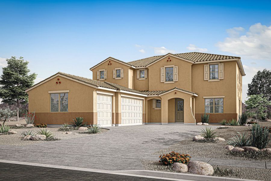 Representative exterior photo of a completed home built from the Mahogany by Mattamy Homes in Miravida, Surprise, AZ (Image 23).
