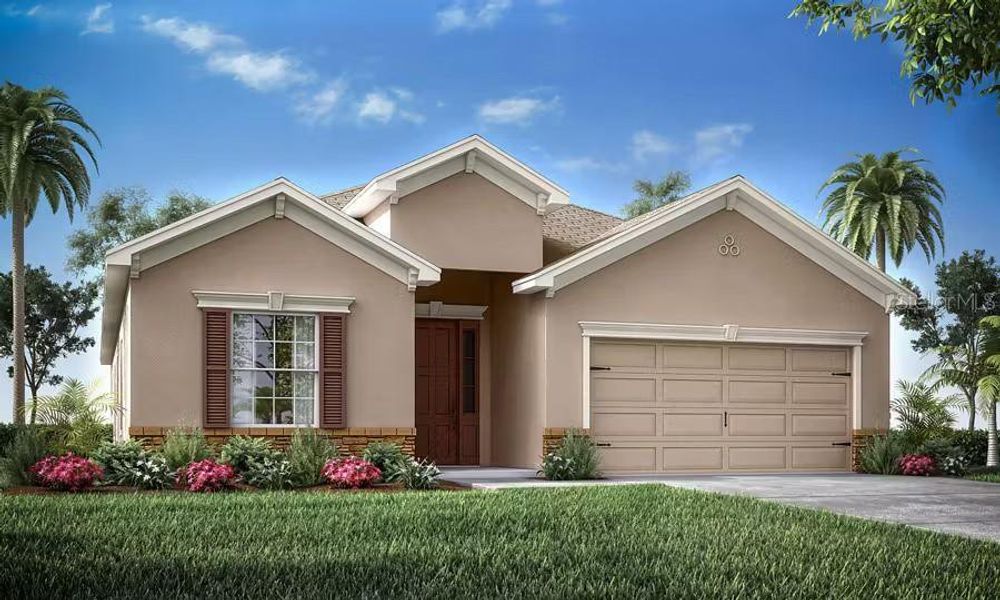 Front exterior of a new home in , Davenport, FL, highlighting curb appeal (Image 1).