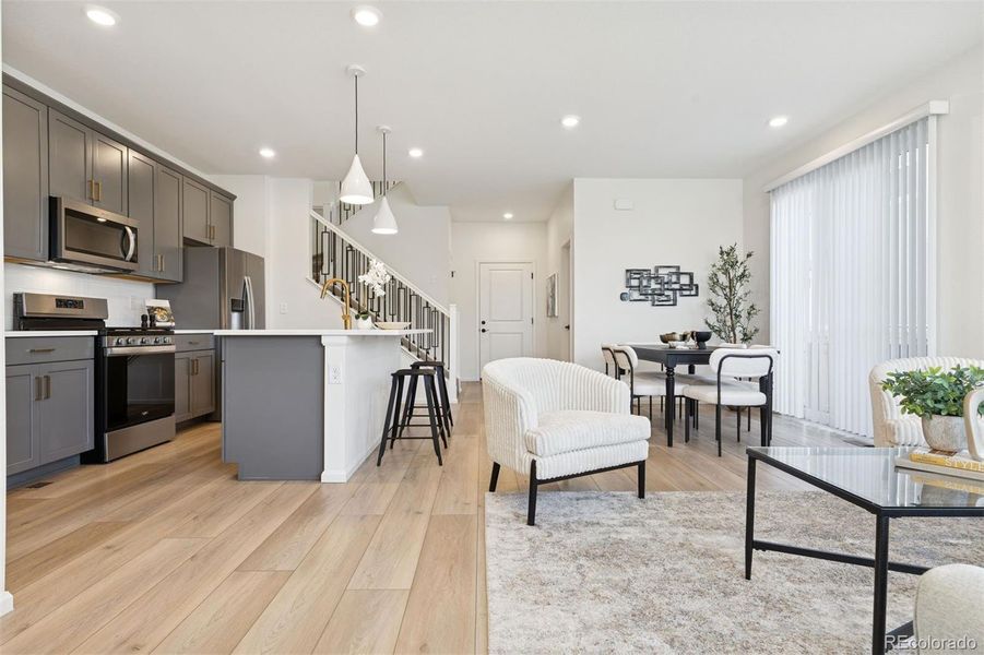 Main Level: Kitchen, Dining and Living Room Main Level: Kitchen, Dining and Living Room