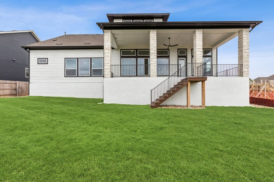 Exterior details and patio area of a home in Headwaters 80' - Executive Series, Dripping Springs (Image 3).