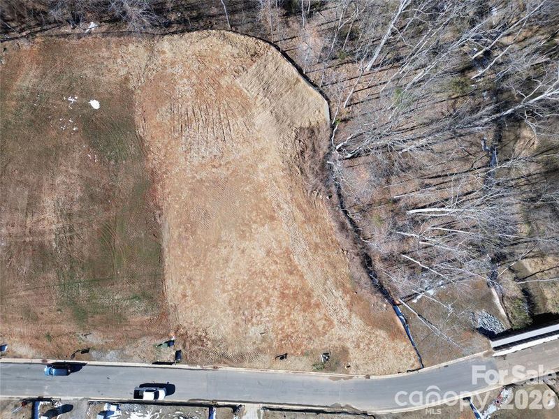 Aerial of 1400 Samuel Spencer showing bordering open space.