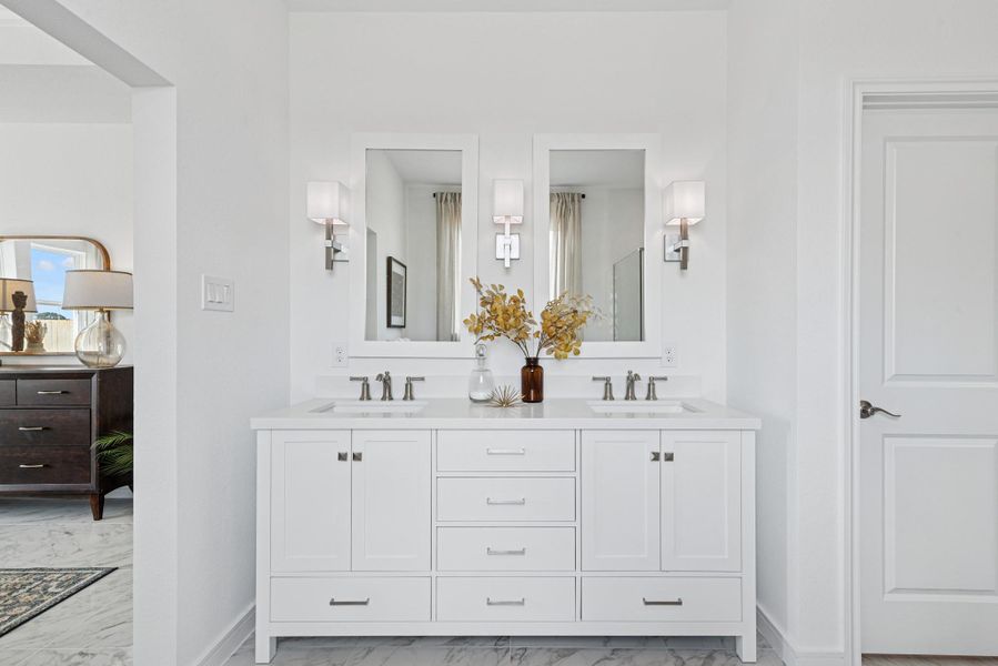 Freestanding vanity with dual sinks (*Photo not of actual home and used for illustration purposes only.)