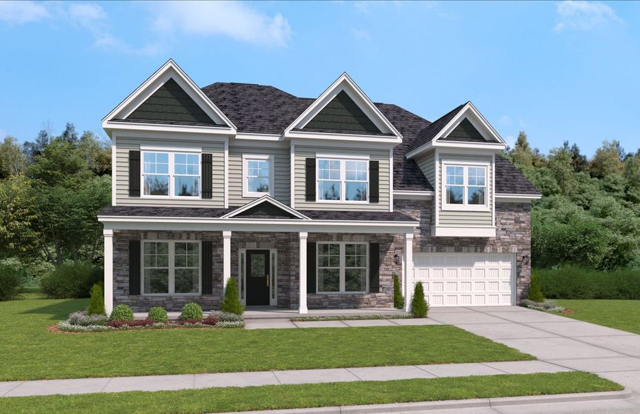 Representative exterior photo of a completed home built from the The Seneca by Stanley Martin Homes in Glenhurst, Matthews, NC (Image 24).