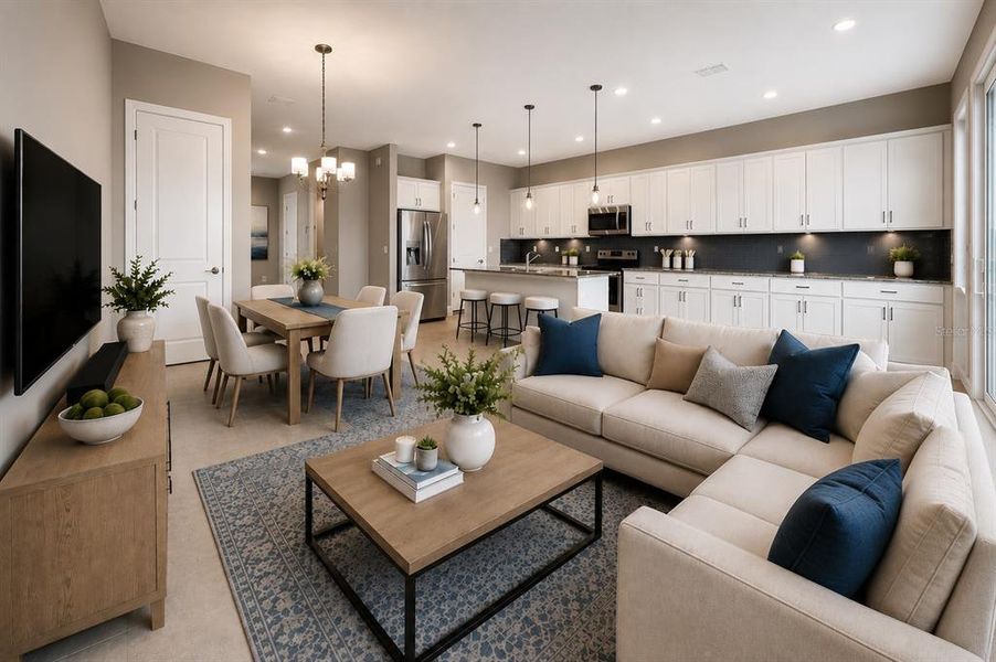 Furnished interior view inside a new home in Serenade at Ovation, Winter Garden (Image 8). Furnished interior view inside a new home in Serenade at Ovation, Winter Garden (Image 8).
