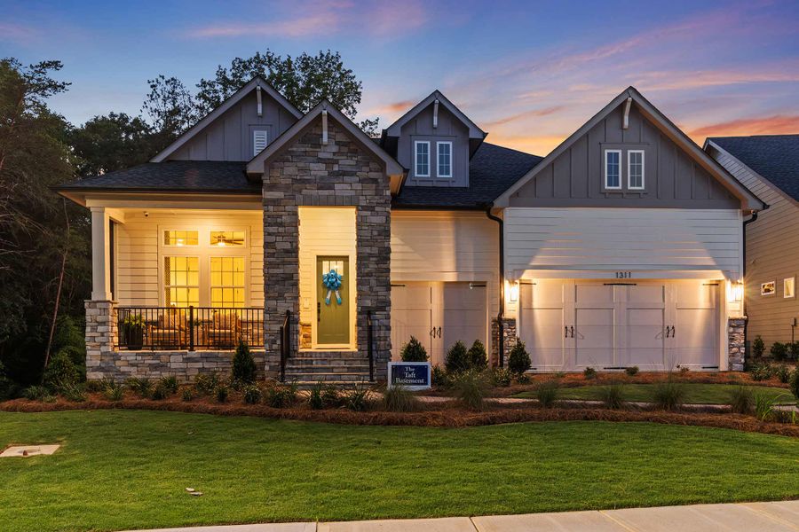 Representative exterior photo of a completed home built from the The Taft Basement by David Weekley Homes in Lanier Landing - Reserve Collection, Gainesville, GA (Image 2). Representative exterior photo of a completed home built from the The Taft Basement by David Weekley Homes in Lanier Landing - Reserve Collection, Gainesville, GA (Image 2).