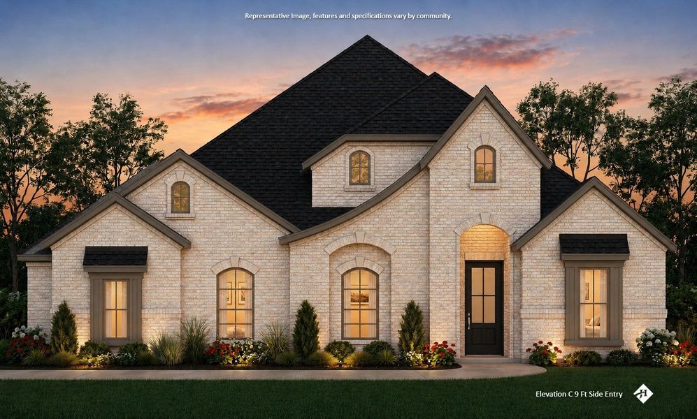 Front exterior of a new home in Redden Farms - Phase 1, Midlothian, TX, highlighting curb appeal (Image 6). Front exterior of a new home in Redden Farms - Phase 1, Midlothian, TX, highlighting curb appeal (Image 6).