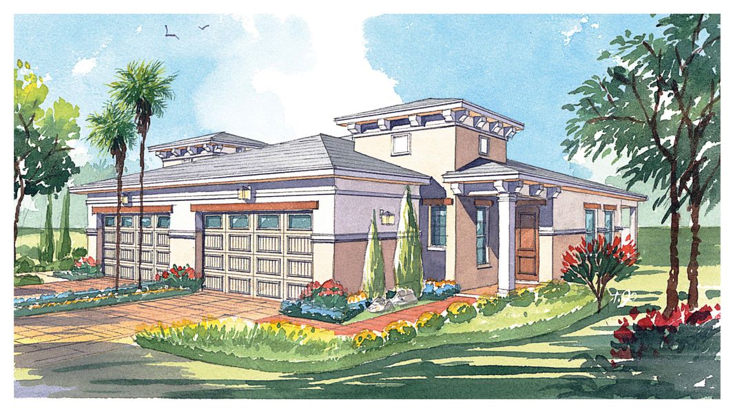 Front exterior of a new home in Twin Lakes, St. Cloud, FL, highlighting curb appeal (Image 1). Front exterior of a new home in Twin Lakes, St. Cloud, FL, highlighting curb appeal (Image 1).