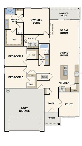 2D floor plan layout of this home in The Magnolia Series at Reserve East, Flagler Beach, FL (Image 2). 2D floor plan layout of this home in The Magnolia Series at Reserve East, Flagler Beach, FL (Image 2).