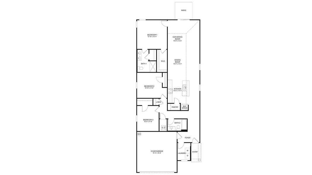 2D floor plan layout for the Berkeley+ by D.R. Horton in Bridle Creek Express, Jacksonville, FL (Image 4).