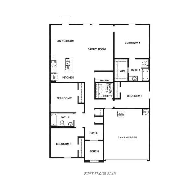 2D floor plan layout for the Austin by D.R. Horton in Fisher's Cove, Aransas Pass, TX (Image 3). 2D floor plan layout for the Austin by D.R. Horton in Fisher's Cove, Aransas Pass, TX (Image 3).