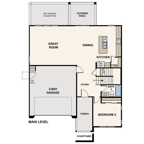 2D floor plan layout for the Raybun by Century Communities in Willow at Teravalis, Buckeye, AZ (Image 3).