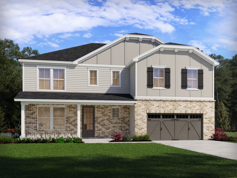 Representative exterior photo of a completed home built from the Orchard Park Basement by Meritage Homes in Vines at Mill Creek - Legacy Series, Braselton, GA (Image 20).