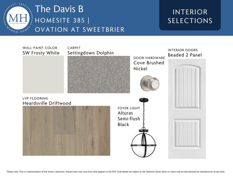 Sample of building materials used in homes in Ovation at Sweetbrier, Durham (Image 10).