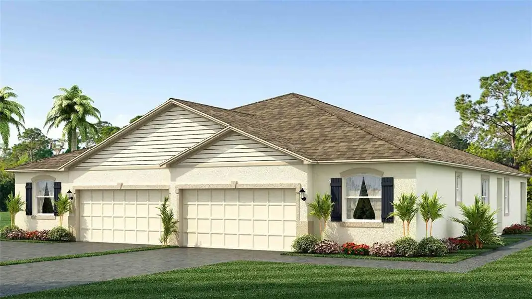 Front exterior of a new home in Coddington, Bradenton, FL, highlighting curb appeal (Image 1). Front exterior of a new home in Coddington, Bradenton, FL, highlighting curb appeal (Image 1).
