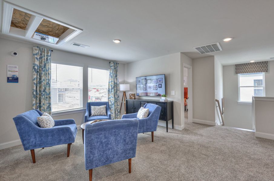 The upstairs loft separates the secondary bedrooms from the primary suite. The upstairs loft separates the secondary bedrooms from the primary suite.