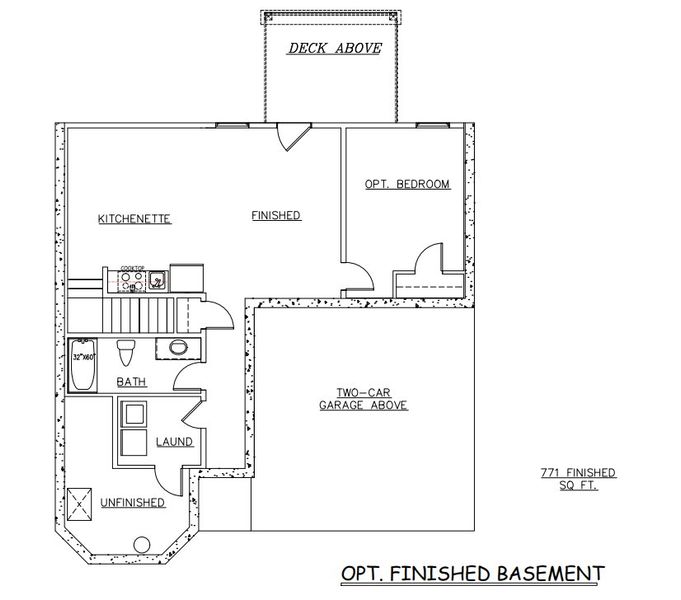 2D floor plan layout for the Jodeco 2SB - Single Family Homes by Dream Finders Homes in Rutledge Estates, Woodruff, SC (Image 5).
