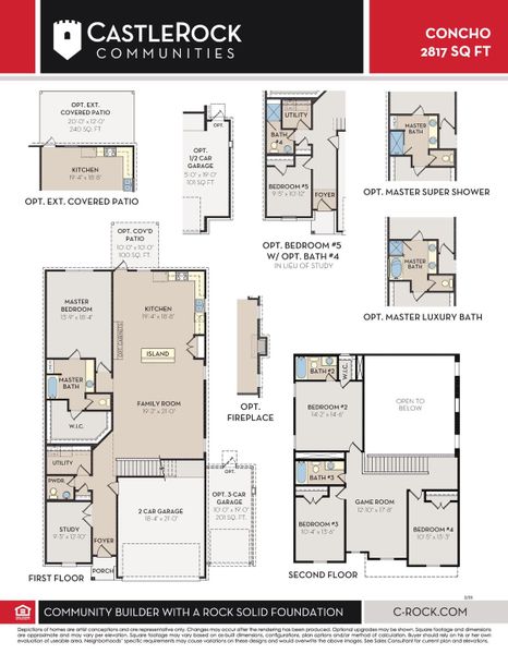 2D floor plan layout for the Concho by CastleRock Communities in Brush Creek, Fairview, TN (Image 4).